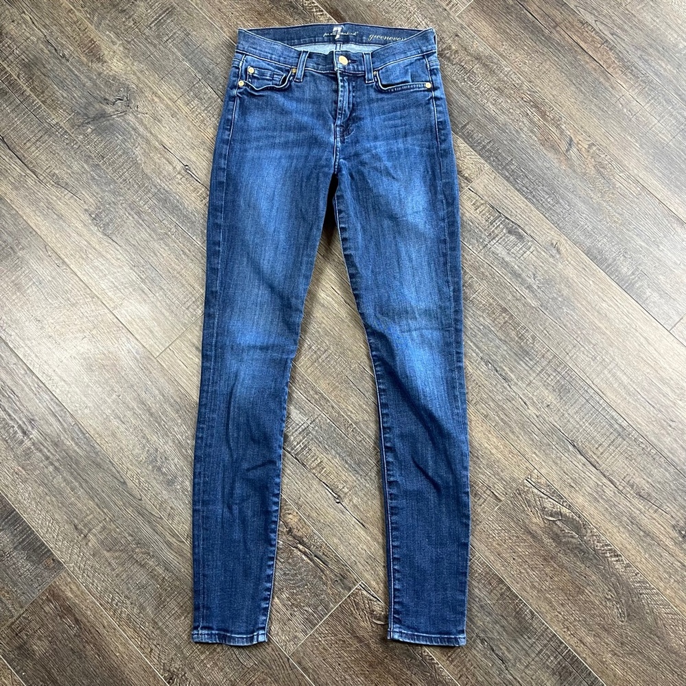7 For All Mankind Skinny Blue Jeans Pants Denim ((size 24))